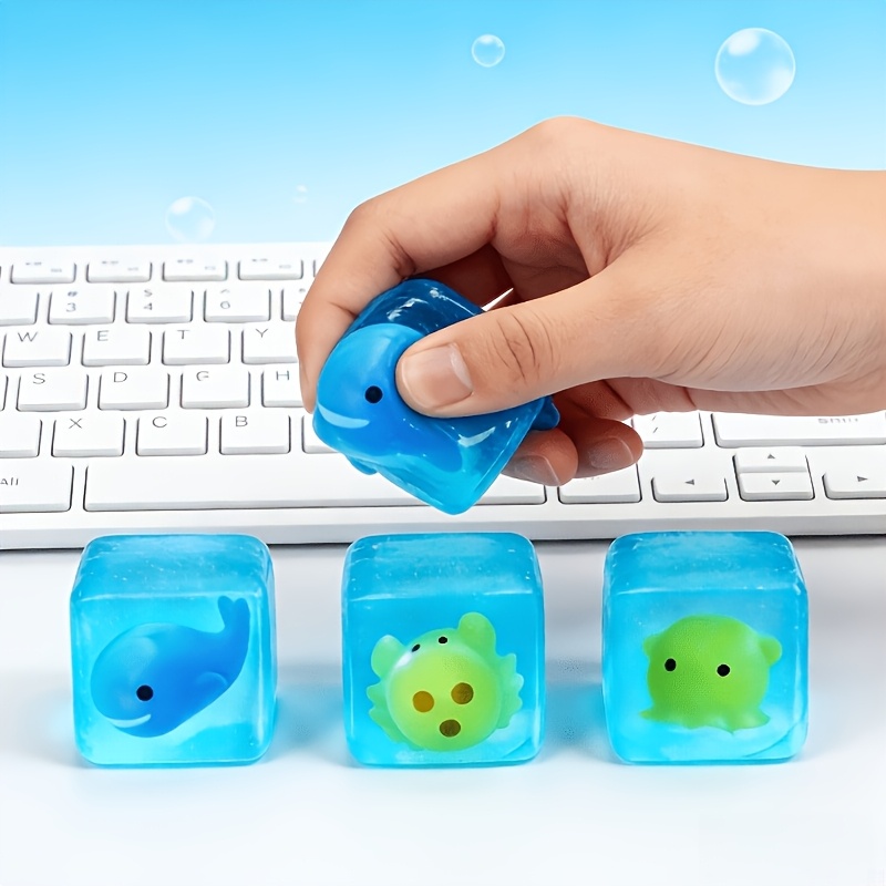 Ocean-themed Squishy Cube Toy, Portable Fidget